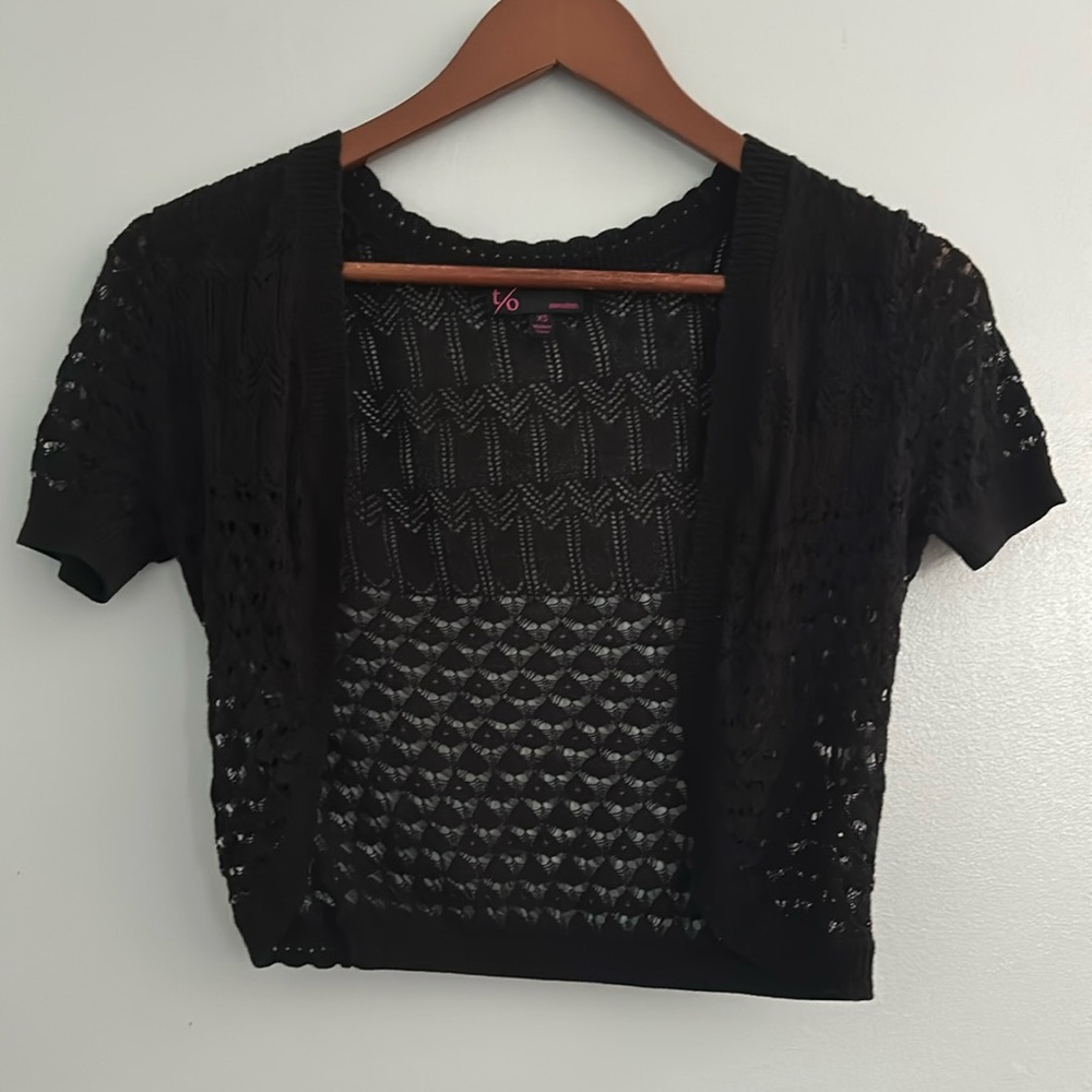 BLACK KNIT MINI SWEATER, SIZE: EXTRA SMALL